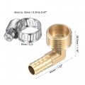 Uxcell Brass Hose Barb Fitting Elbow 10mm X G1 2 Male Thread Right Angle Pipe Connector With Stainless Steel Clamp Pack Of