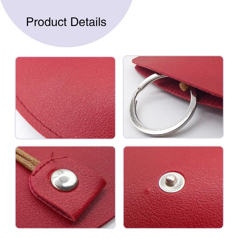 Car Pu Leather Pull Out Key Bag Large Capacity Storage Cover With Hook For Most Cars Red 2 Pack