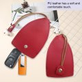 Car Pu Leather Pull Out Key Bag Large Capacity Storage Cover With Hook For Most Cars Red 2 Pack