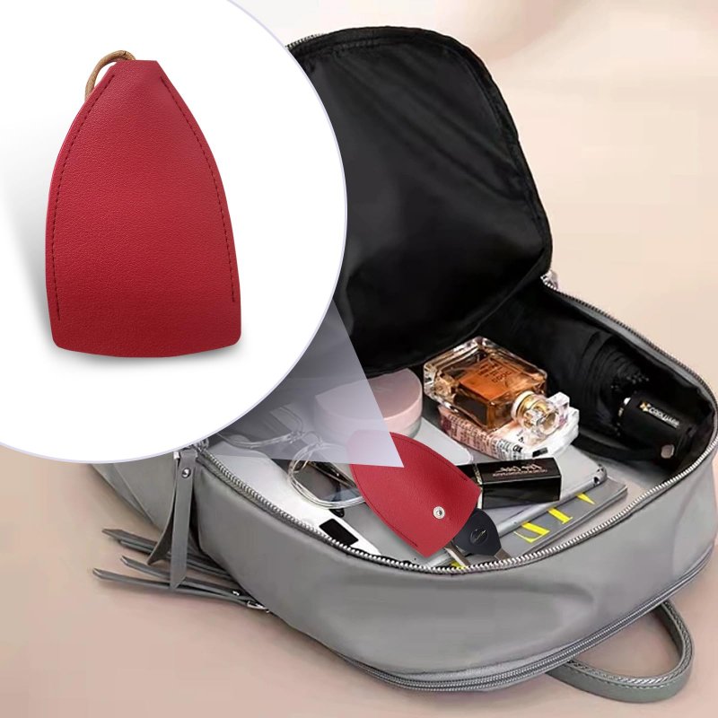 Car Pu Leather Pull Out Key Bag Large Capacity Storage Cover With Hook For Most Cars Red 2 Pack