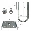 Round U Bolt Plate Kit For Trailer Axle Galvanized Zinc 3 W X 7 L Single