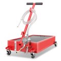 Auto Dynasty 20 Gallon Oil Drain Pan With Pump Evacuation Hose T-handle Low-profile Design For Trucks Buses And Rvs Red 