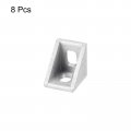 Uxcell 8pcs Inside Corner Bracket Gusset 20x20x17mm 2020 Angle Connectors For Series Aluminum Extrusion Profile Silver