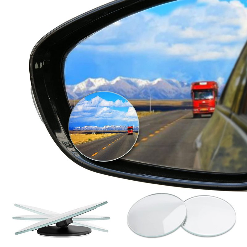 Adjustable Round Blind Spot Mirrors 2 Pack Hd Glass Convex Rear View Mirror With 360 Degrees Rotation For Car Suv And Trucks