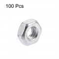 Uxcell M2 5 Thread Dia 304 Stainless Steel Metric Hex Nut Screw Cap Fastener Silver Tone 100pcs