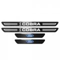 Ipick Image For Ford Mustang Cobra Real Carbon Fiber 4 Pcs Universal Door Sill Step Protector Guard Decal Plates Plate