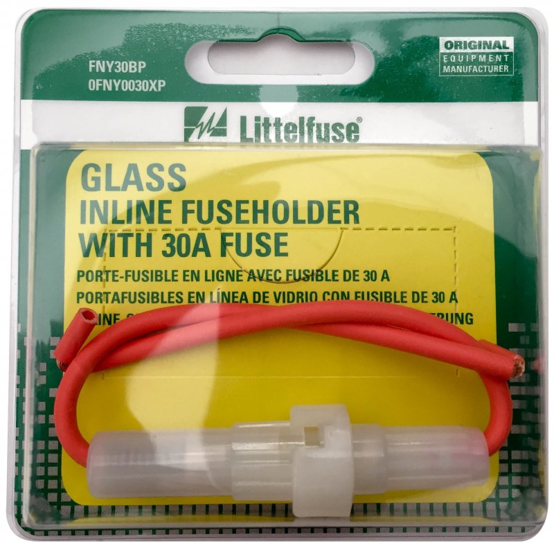 Littelfuse 0fny0030xp Acs Glass 30 Amp Carded Inline Fuse Holder
