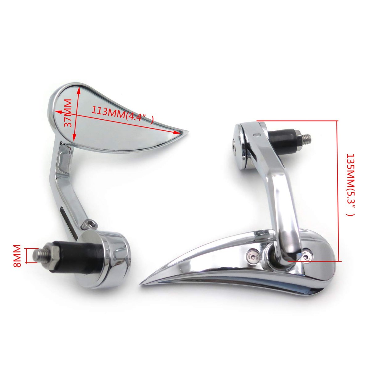 Chromed Bar End Mirrors For 7 8 In Or 1 Handlebars Universal Fit Suzuki Kawasaki Yamaha Honda Harley Davidson Motorcycles Pair