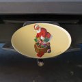 Christmas Holiday Santa And His Bag Of Toys Oval Tow Trailer Hitch Cover Plug Insert