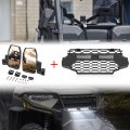 Sautvs Adjustable Folding Side Rear View Mirrors Front Mesh Grill With Led Light Bar Kit For Polaris Ranger Xp 1000 2018-2022 