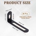 20pcs Adjustable L-shape Corner Brace 9 X 2 0 5 Metal Slotted 90 Degree Right Angle Shelf Bracket Support For Wooden Furniture