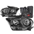 Auto Dynasty Black Housing Clear Corner Headlight Lamps Tool Kit Compatible With Dodge Durango 11-13