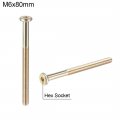 Uxcell M6x80mm Furniture Screw Hex Socket Machine Screws Zinc Plated Fasteners Bolts Half Thread Carbon Steel 10pcs