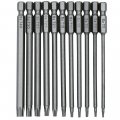 Fixinus 11 Piece Torx Head Screwdriver Bit Set Magnetic 1 4 Inch Hex Shank S2 Steel Long Drill Bits Security T6-t40 100mm 