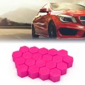 Uxcell 20 Pcs 19mm Pink Silicone Luminous Car Wheel Tyre Hub Screw Bolt Nut Cap Covers