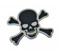 Black On Silver Crossbones Skull Cross Bones Skeleton Pirate Jolly Roger Real Aluminum Auto Emblem Badge Nameplate