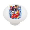 Japanese Samaurai And Koi Carp Decorative High Gloss Ceramic Drawer Knob 