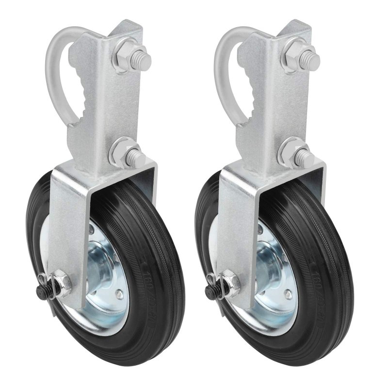 Gate Support Wheel For Metal Swing And Chain Link Fence Fits 1 5 8 In To 2 Round Frames Set Of Solid Rubber Tire With