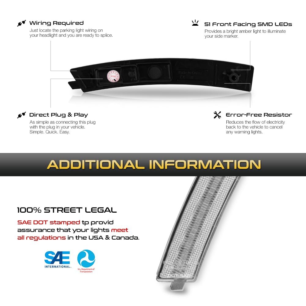 Full Led Side Marker Light Running Lamp For Azn-lacv-sml-cadct420-am-c Polycarbonate Lens