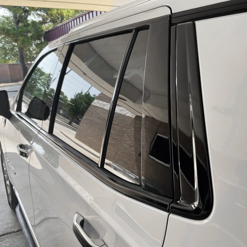 Slickmod Chrome Delete Blackout Vinyl Overlay For 2021-2023 Gmc Yukon Window Trim Gloss Black 1