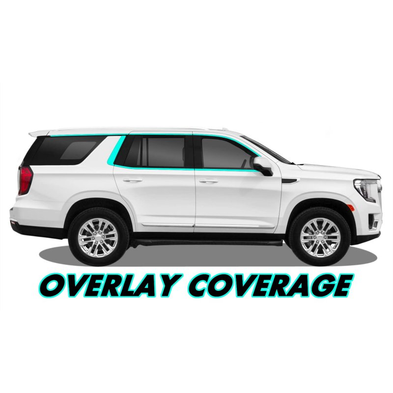 Slickmod Chrome Delete Blackout Vinyl Overlay For 2021-2023 Gmc Yukon Window Trim Gloss Black 1