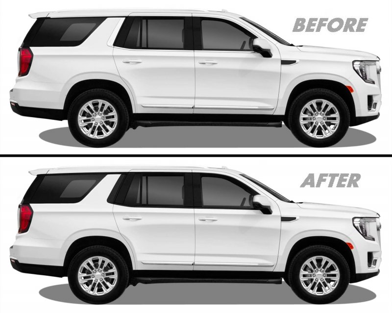 Slickmod Chrome Delete Blackout Vinyl Overlay For 2021-2023 Gmc Yukon Window Trim Gloss Black 1