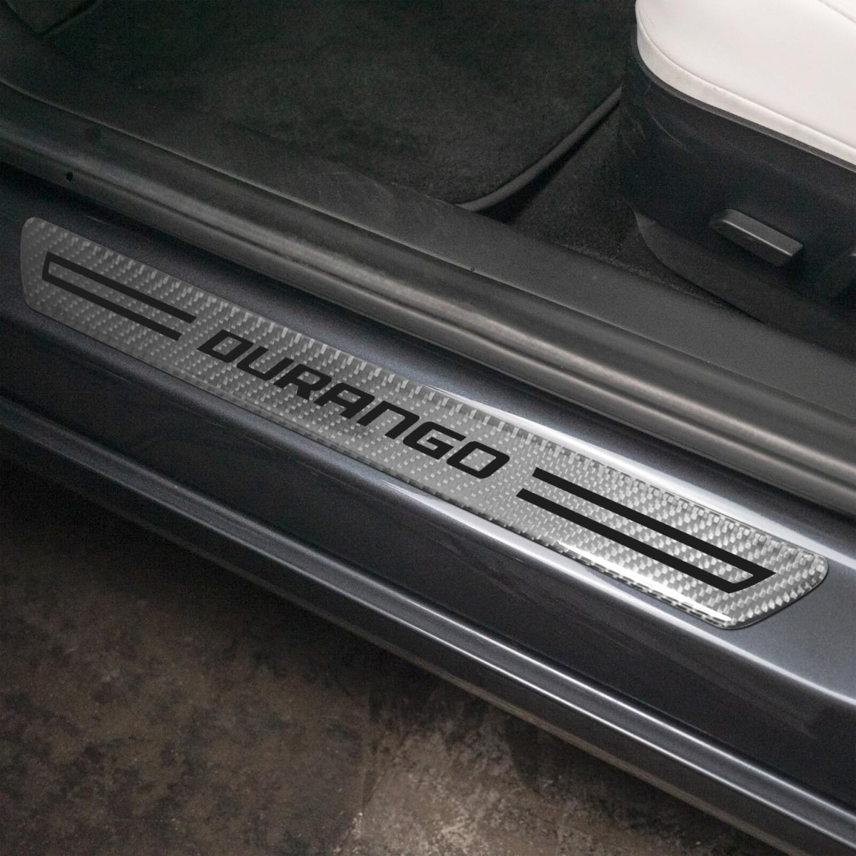 Dodge Durango Silver Real Carbon Fiber 4 Pcs Universal Door Sill Step Protector Kick Plates Official Licensed