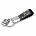 Ipick Image Compatible With Dodge Scat-pack Black Real Leather Strap Chrome Round Hook Metal Key Chain
