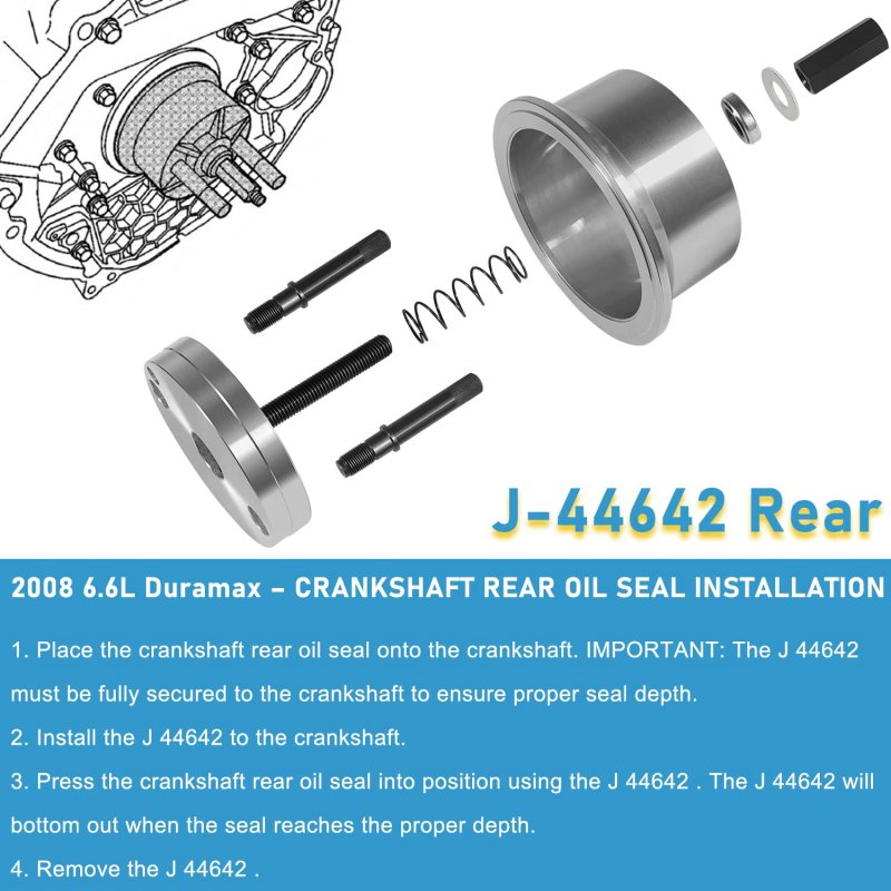 J-44642 Rear Crankshaft Seal And Wear Sleeve Installer Tool For Isuzu Duramax 2001-later Gmt800 2500hd 3500 With 6 6l Engine