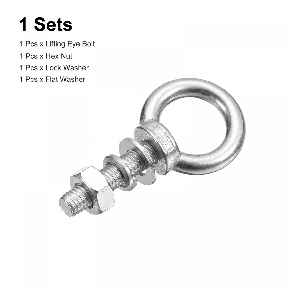 Lifting Eye Bolt 1 Set M10x40mm With Nut Washer 304 Stainless Steel Shoulder Ring For Hanging Item
