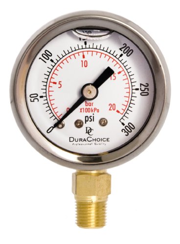 1-1 2 Oil Filled Pressure Gauge Stainless Steel Case Brass 1 8 Npt Lower Mount Connection 0-500psi