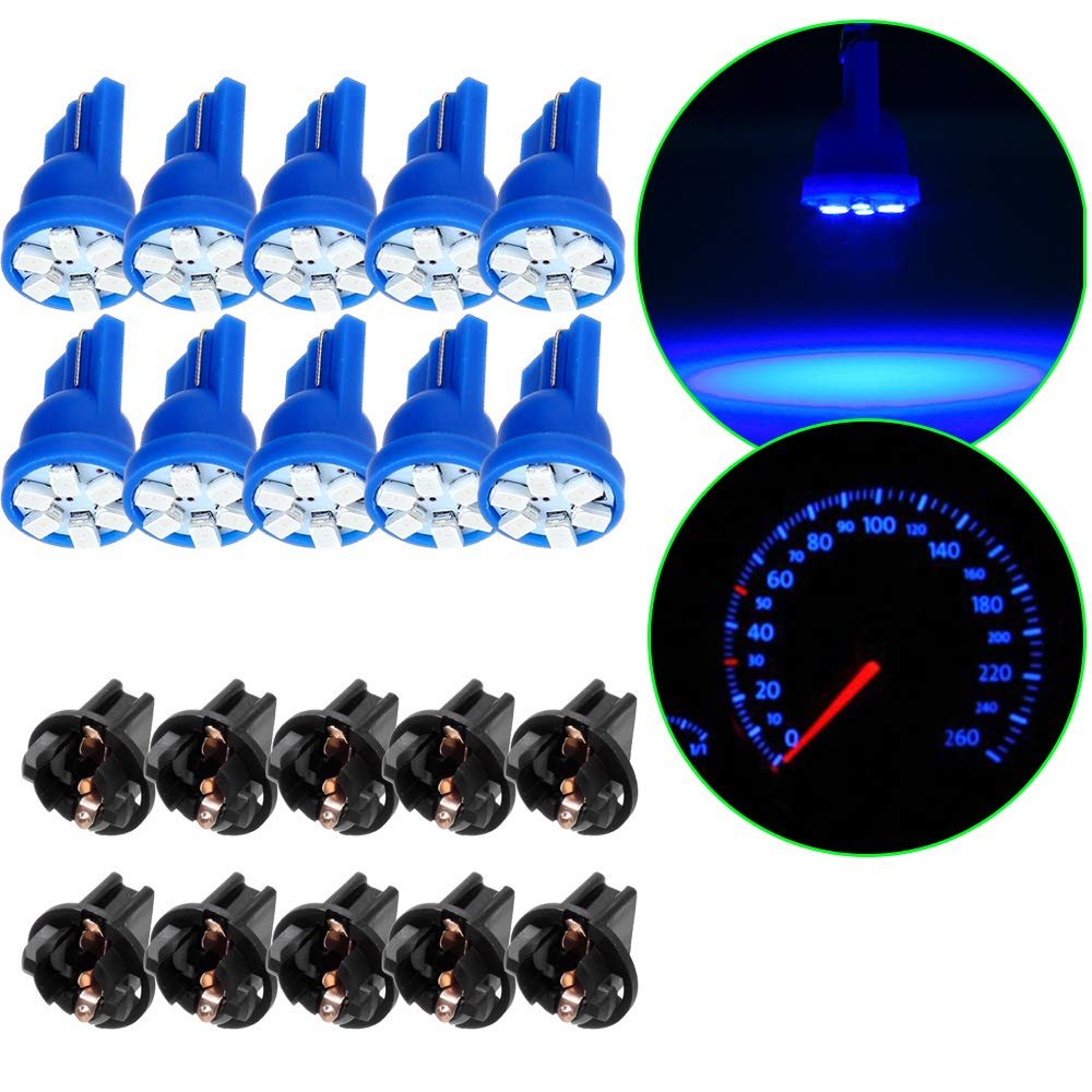 10pack Blue T10 194 Led Light Bulb Bulbs Bright Instrument Panel Gauge Cluster Dashboard Instrument Gauges With 10pcs Scokets