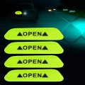 Qiilu Car Door Stickers 4pcs Open Prompt Anti-collision Reflective Tape Safety Caution Warning Sticker Universal For Truck