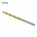 Uxcell High Speed Steel Straight Shank Twist Drill Bit Fully Ground Titanium Coated 4 1mm Diameter 34mm Total Length 12mm 6 Pcs