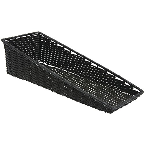 Wicker Look Tapered Storage Basket Rectangular Black- 1 2 L X 30 D To 8 H