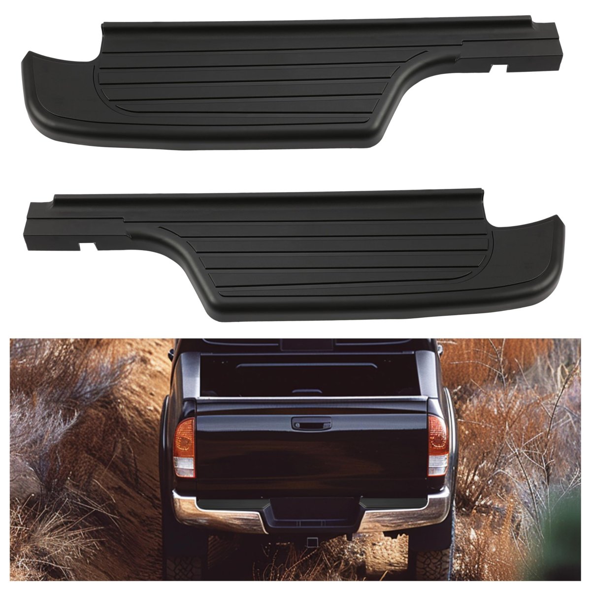 Hecasa Rear Bumper Step Pad For 1995-2004 Toyota Tacoma Pp Plastic Black Left And Right