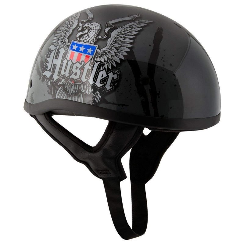 Hustler Dot Ht-1 Ride Hard Dark Gray Glossy Skull Cap Helmet Small Medium