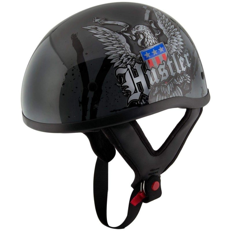 Hustler Dot Ht-1 Ride Hard Dark Gray Glossy Skull Cap Helmet Small Medium