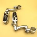 Chrome Adjustable Highway Peg Mounting Kit Lightning Footrest For 1 25 In Front Engine Guard Frame Tube V-star Roadstar