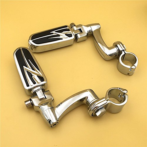 Chrome Adjustable Highway Peg Mounting Kit Lightning Footrest For 1 25 In Front Engine Guard Frame Tube V-star Roadstar