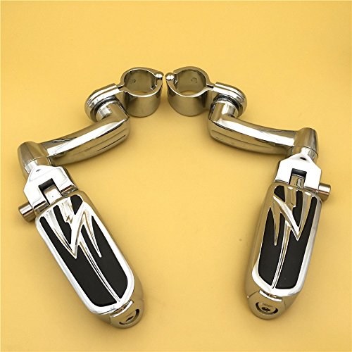 Chrome Adjustable Highway Peg Mounting Kit Lightning Footrest For 1 25 In Front Engine Guard Frame Tube V-star Roadstar