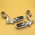 Chrome Adjustable Highway Peg Mounting Kit Lightning Footrest For 1 25 In Front Engine Guard Frame Tube V-star Roadstar