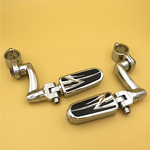 Chrome Adjustable Highway Peg Mounting Kit Lightning Footrest For 1 25 In Front Engine Guard Frame Tube V-star Roadstar