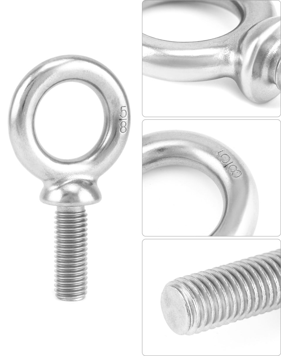 Eye Bolt 5 Pack 8 -11 X 1-3 4 Marine Grade 304 Stainless Steel Lifting Ring Threaded Eyebolt Machinery Shoulder Eyebolts