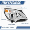Passenger Right Headlight Assembly For 2010-2015 Chevrolet Equinox Ltz Chrome Housing Clear Lens Amber Reflector Gm2503352