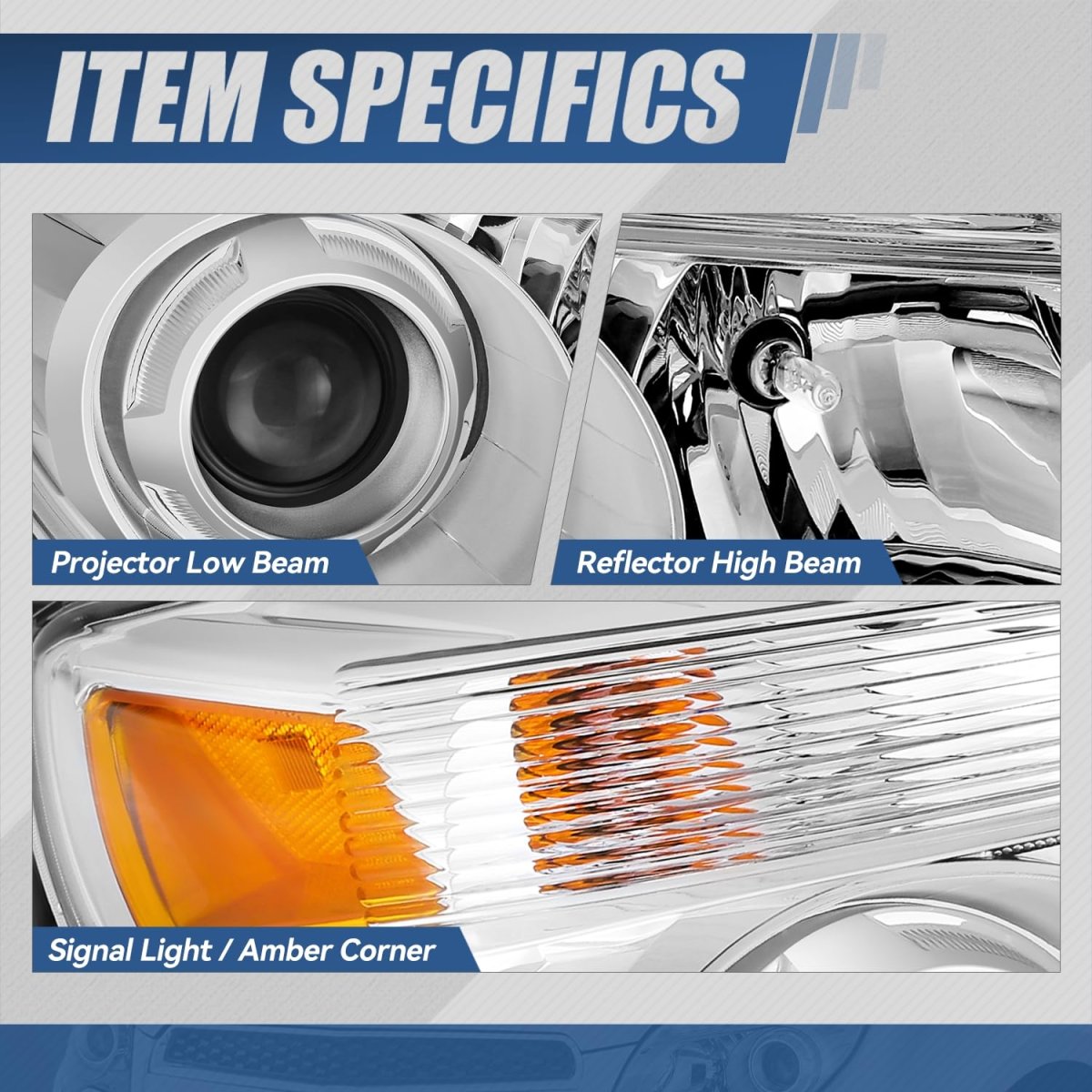 Passenger Right Headlight Assembly For 2010-2015 Chevrolet Equinox Ltz Chrome Housing Clear Lens Amber Reflector Gm2503352