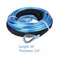 Astra Depot 50ft 1 4 Blue Synthetic Winch Rope Extension 39 Rock Guard For Off-road Recovery Car Atv Utv Snow Plow