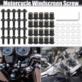 20pcs M5 5mm Motorcycle Windscreen Screws Fairing Bolt Windshield Mounting Nuts Installation Black