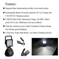 Rechargeable Led Work Light With Magnetic Base 15w High Lumen Portable Handheld Lamp 3 Functions And Car Charging Kit White 