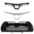Front Bumper Upper And Lower Grille Set For Corolla Se Xse Sedan 4 Door 2017 2019 Black Mesh Abs Plastic Replacement Automotive 